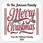 Kleurrijke vrolijke kerstvreugde! vierkante sticker (Voorkant)