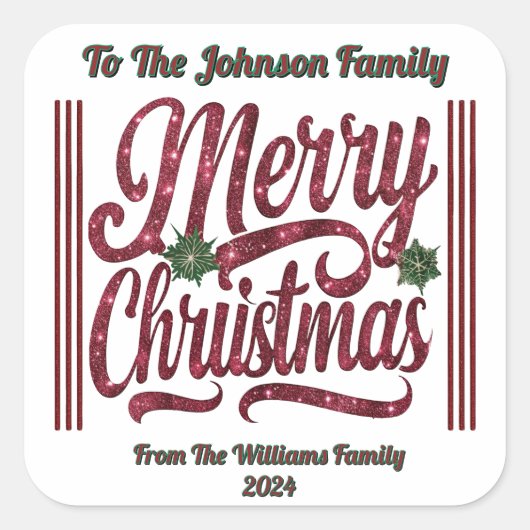 Kleurrijke vrolijke kerstvreugde! vierkante sticker (Voorkant)