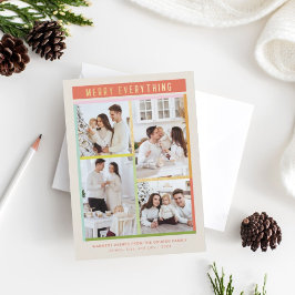 Kleurrijke vrolijke leuke vier foto Kerstmis Feestdagenkaart