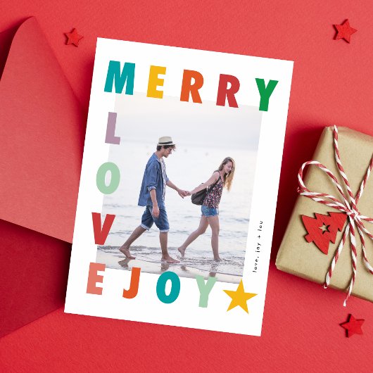 KLEURRIJKE VROLIJKE LIEFDE VREUGDEFOTO LIJST FEESTDAGENKAART