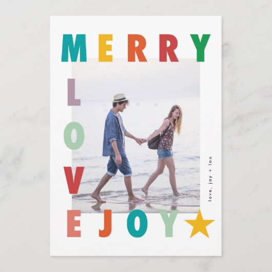 KLEURRIJKE VROLIJKE LIEFDE VREUGDEFOTO LIJST FEESTDAGENKAART (Voorkant)