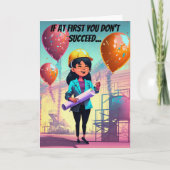 Kleurrijke Vrouw Engineer Verjaardag Kaart (Voorkant)