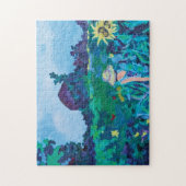 Kleurrijke vrouw in Zonnebloemen Legpuzzel (Verticaal)