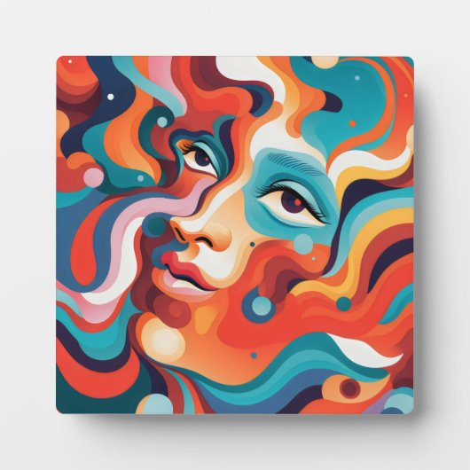 Kleurrijke Vrouw Levendige Werveling van Emoties Fotoplaat (Voorkant)
