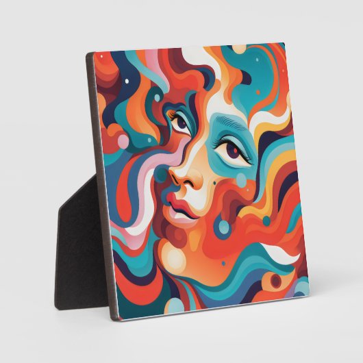 Kleurrijke Vrouw Levendige Werveling van Emoties Fotoplaat (Voorkant)