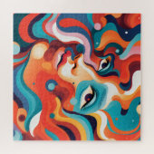 Kleurrijke Vrouw Levendige Werveling van Emoties Legpuzzel (Horizontaal)