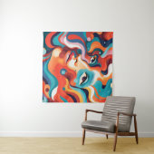 Kleurrijke Vrouw Levendige Werveling van Emoties Wandkleed (In Situ (horizontaal))
