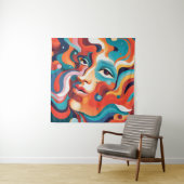 Kleurrijke Vrouw Levendige Werveling van Emoties Wandkleed (In situ)