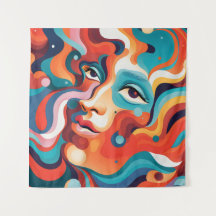 Kleurrijke Vrouw Levendige Werveling van Emoties