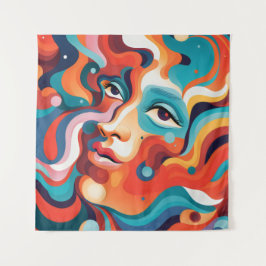 Kleurrijke Vrouw Levendige Werveling van Emoties Wandkleed