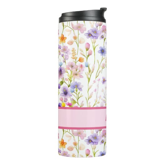 Kleurrijke Vrouwelijke en Girly Spring Wild Flower Thermosbeker (Gedraaid links)