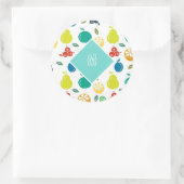 Kleurrijke Vruchten Custom Monogram Eenvoudig Ronde Sticker (Tas)