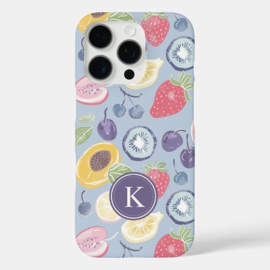 Kleurrijke Vruchten Monogram Lente Patroon Case-Mate iPhone Case (Achterkant)