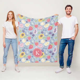 Kleurrijke Vruchten Monogram Lente Patroon Fleece Deken