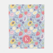 Kleurrijke Vruchten Monogram Lente Patroon Fleece Deken (Voorkant)