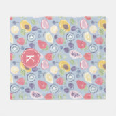 Kleurrijke Vruchten Monogram Lente Patroon Fleece Deken (Voorkant (Horizontaal))