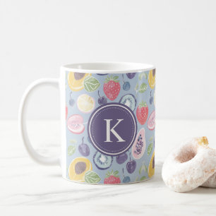 Kleurrijke Vruchten Monogram Lente Patroon Koffiemok