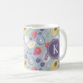 Kleurrijke Vruchten Monogram Lente Patroon Koffiemok (Voorkant rechts)