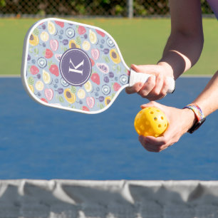 Kleurrijke Vruchten Monogram Lente Patroon Pickleball Paddle