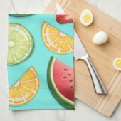 Kleurrijke vruchten op blauw zoet zomerpatroon theedoek (Quarter Fold)