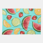 Kleurrijke vruchten op blauw zoet zomerpatroon theedoek (Horizontaal)