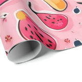 Kleurrijke vruchten roze decor cadeaupapier (Rol Hoek)