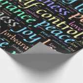 Kleurrijke vruchten van de geest in Word Cloud Cadeaupapier (Hoek)