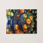 Kleurrijke vruchtenkom met appelen en druiven legpuzzel (Horizontaal)