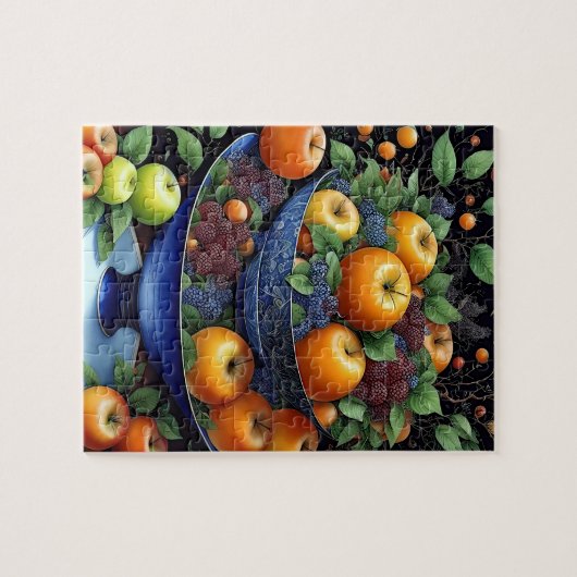 Kleurrijke vruchtenkom met appelen en druiven legpuzzel (Horizontaal)