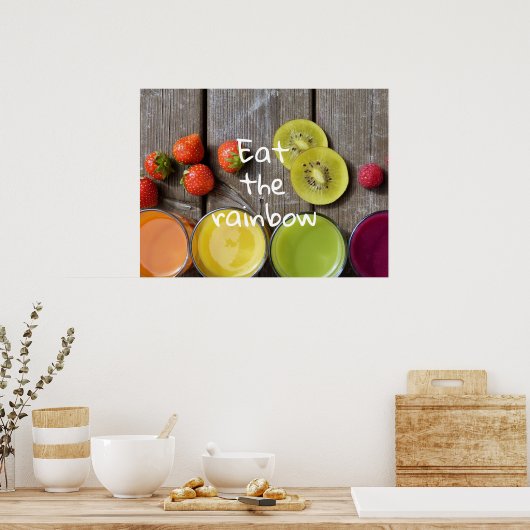 Kleurrijke vruchtensappen / Eet de regenboog Poster (Keuken)