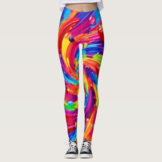 kleurrijke vruchtvortex leggings (Voorkant)
