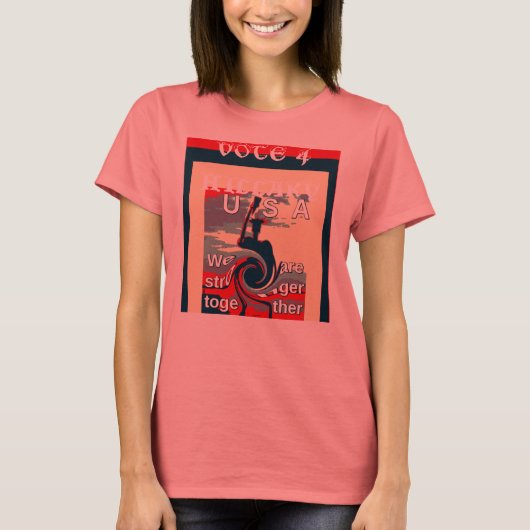 Kleurrijke VS Stem op Hillary Stronger Together T-shirt (Voorkant)