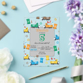 Kleurrijke vuilniswagens en -bakken van afgelopen  acryl uitnodigingen (Insitu (Huwelijk))