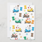 Kleurrijke vuilniswagens en -bakken van afgelopen  kaart (Achterkant)