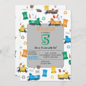 Kleurrijke vuilniswagens en -bakken van afgelopen  kaart (Voorkant / Achterkant)