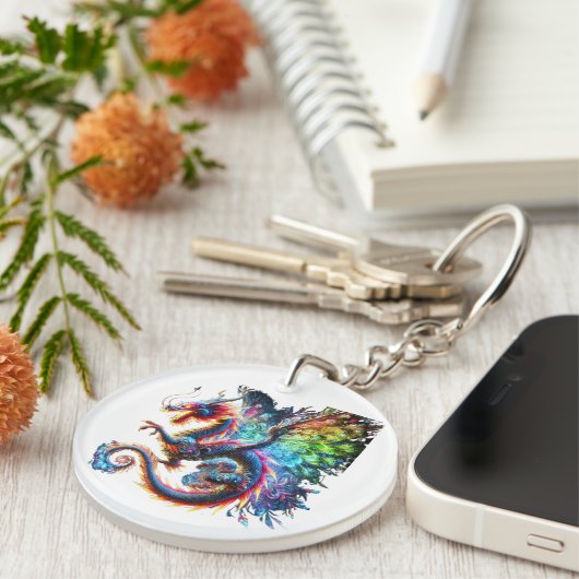 Kleurrijke Vuurdraak Sleutelhanger (Voorkant Rechts)