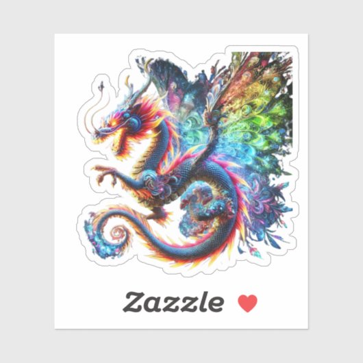 Kleurrijke Vuurdraak Sticker (Vel)