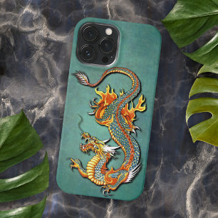 Kleurrijke Vuurdraak Tatoeage Kunst iPhone 12 16 Pro Max Hoesje
