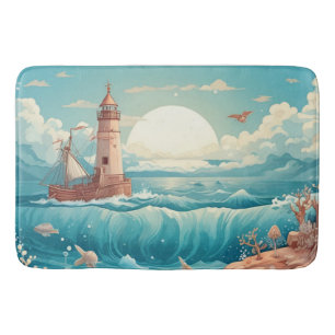 Kleurrijke vuurtoren & Ocean Dreamscape Badmat