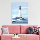 Kleurrijke vuurtoren op de oceaan canvas afdruk (Insitu (Woonkamer))
