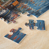 Kleurrijke Vuurtorenstad Haven Legpuzzel (Zijkant)