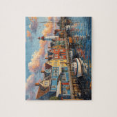 Kleurrijke Vuurtorenstad Haven Legpuzzel (Verticaal)