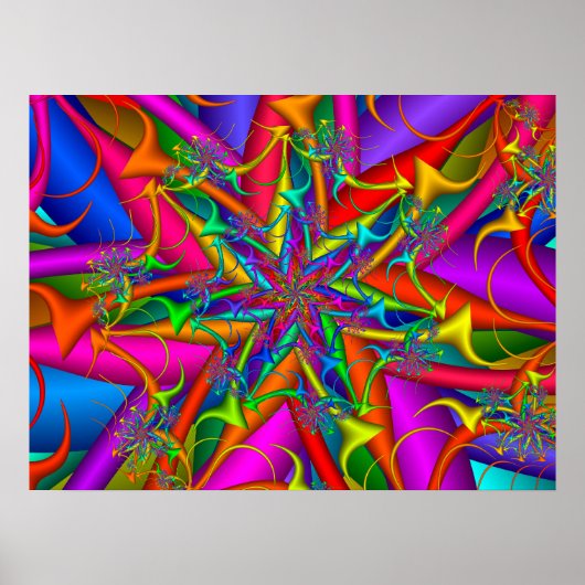 Kleurrijke Vuurwerk Fractal Poster (Voorkant)