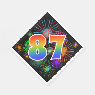 Kleurrijke Vuurwerk + Regenboog Patroon "87" Evene Servet