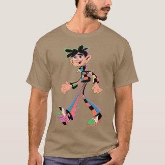 Kleurrijke waanzin excentriek cartoon karakter mei t-shirt