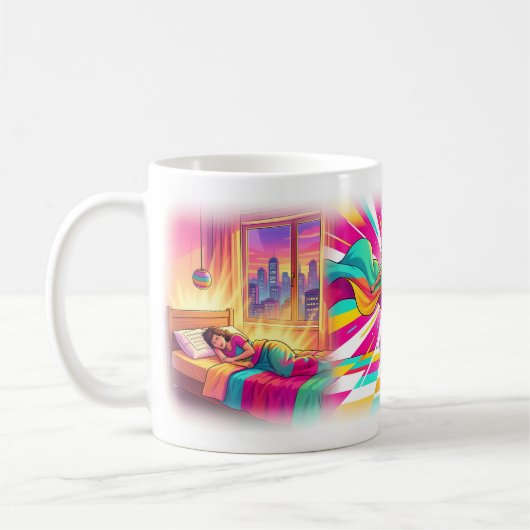 Kleurrijke Wake Up Dans Droom Pop Art Mok (Links)