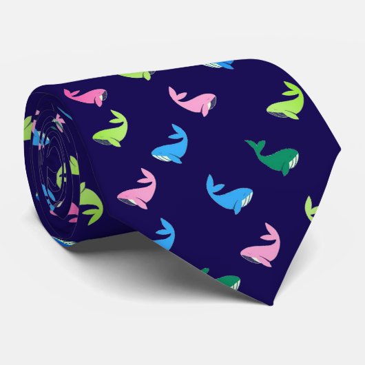 Kleurrijke walvissen stropdas (Opgerold)