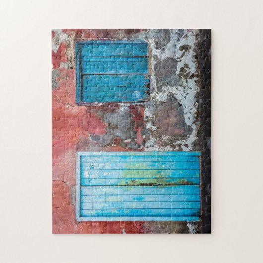 Kleurrijke wand, deur en sluitingen legpuzzel (Verticaal)
