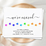 Kleurrijke wandelboten persoonlijke bewegende aankondigingskaart<br><div class="desc">We zijn verhuisd. Maak kennis met uw verhuizing naar familie en vrienden met deze schattige en moderne regenboogpaw-printkaart voor bewegende aankondigingen. Deze bewegende mededeling kenmerkt elegante afdrukken en script van de regenboogkleurpag. Personaliseer met namen en uw nieuwe adres. Deze nieuwe adresaankondigingskaart is een must voor alle hondenmoeders, kattenvaders, dierenvrienden en...</div>