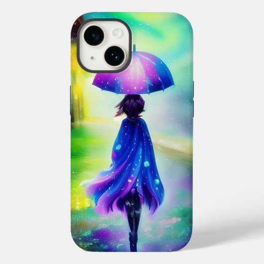 Kleurrijke wandeling in de regen Case-Mate iPhone case (Achterkant)